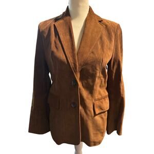 Banana Republic 100% Suede Leather Blazer Jacket, Brown Camel, Women's Size 4